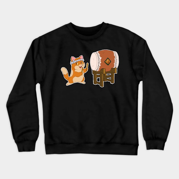 Taiko drum neko Crewneck Sweatshirt by Grethe_B